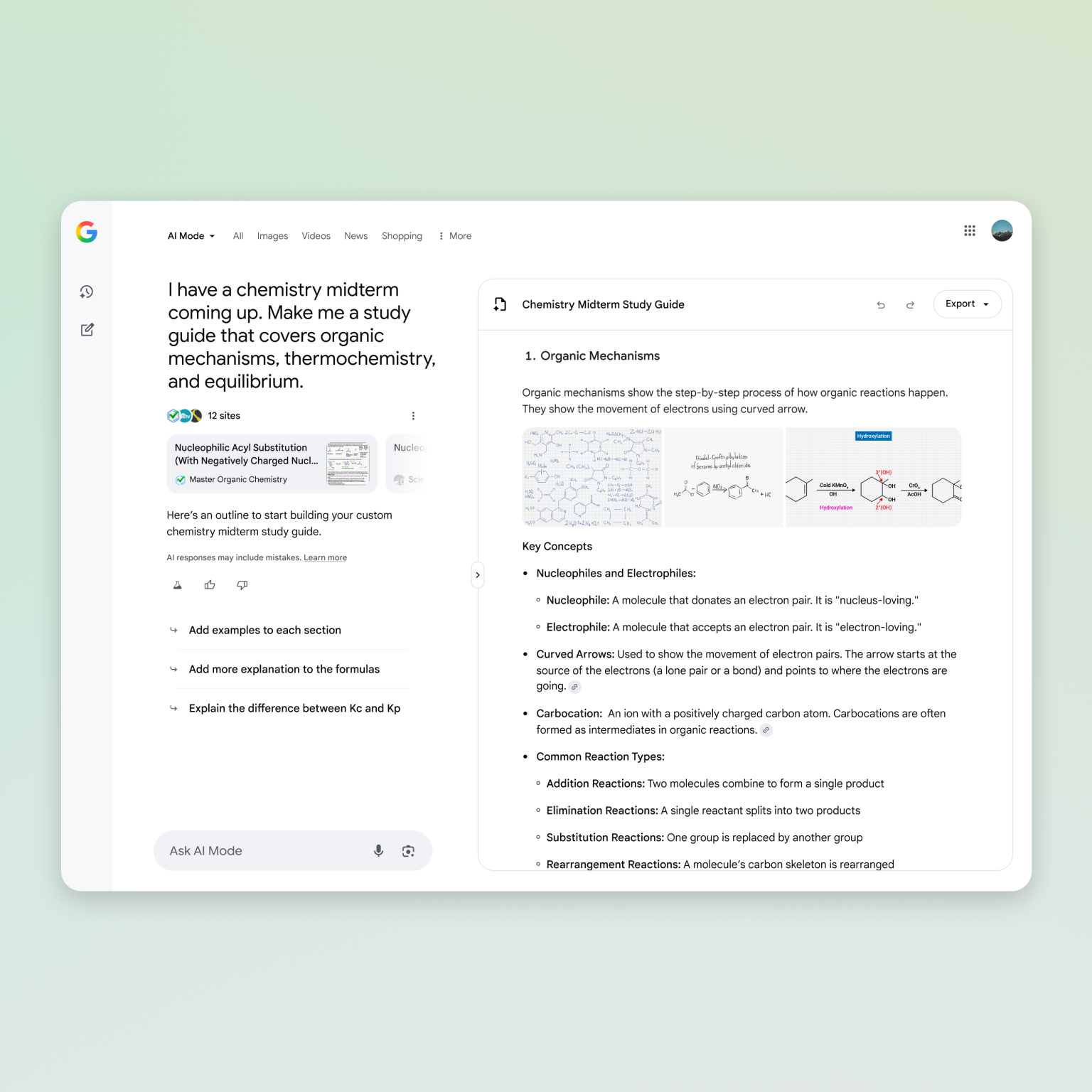 ویژگی Canvas در حالت AI گوگل