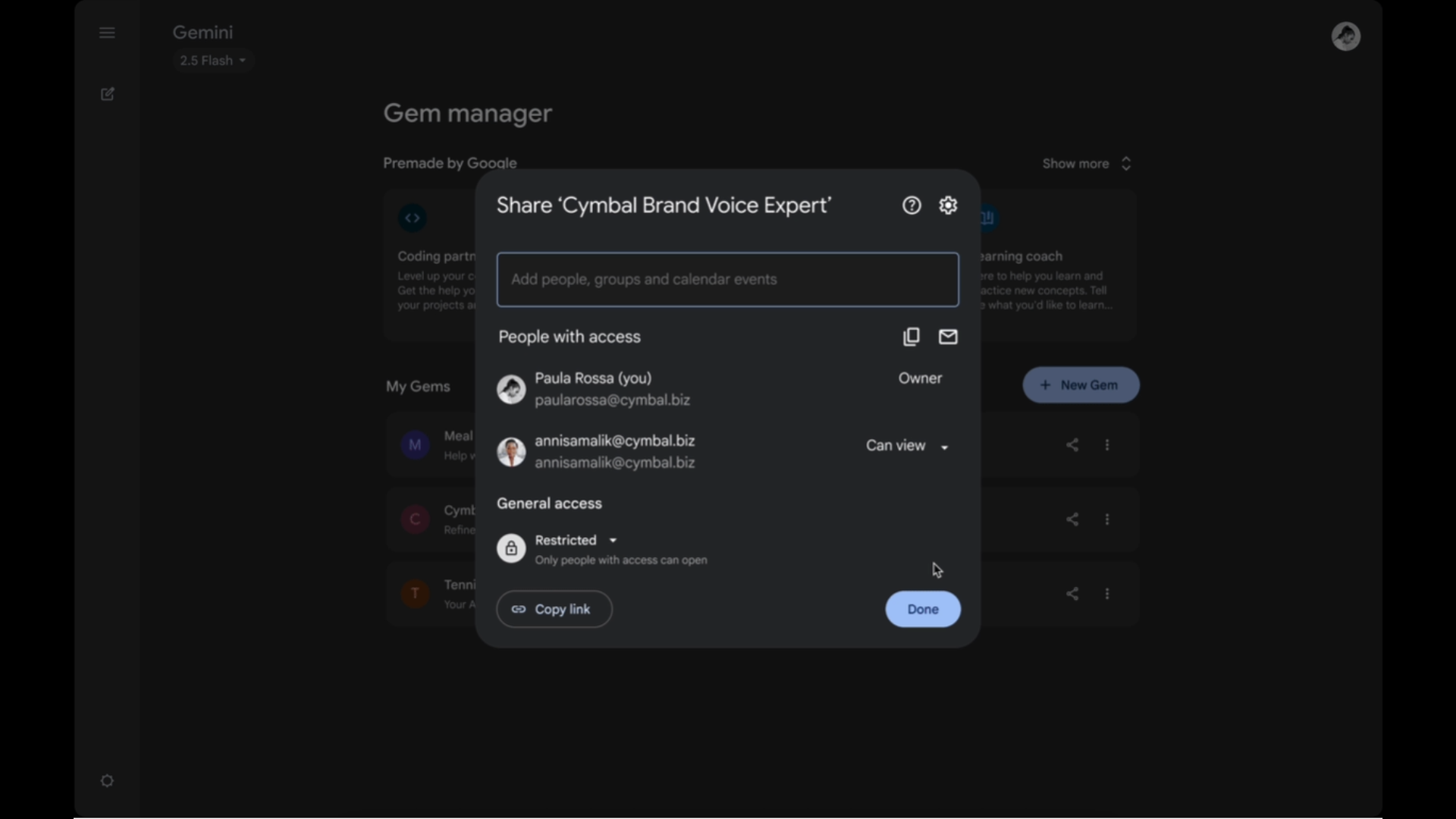 به اشتراک گذاری جواهرات Gemini