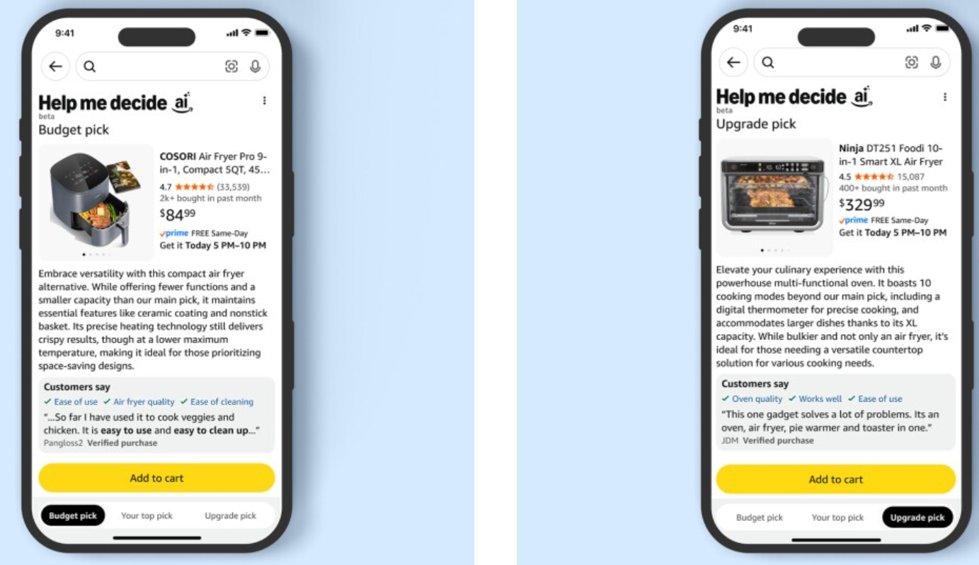 دکمه کمک به تصمیم‌گیری آمازون