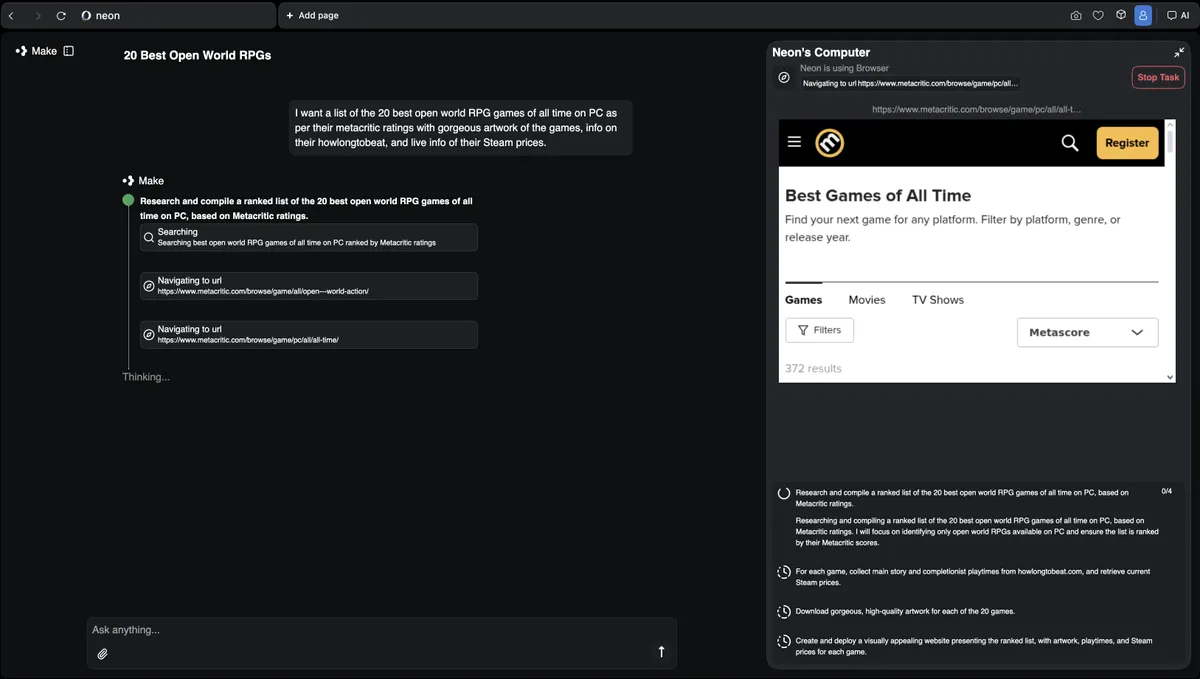 مرورگر هوش مصنوعی Opera Neon