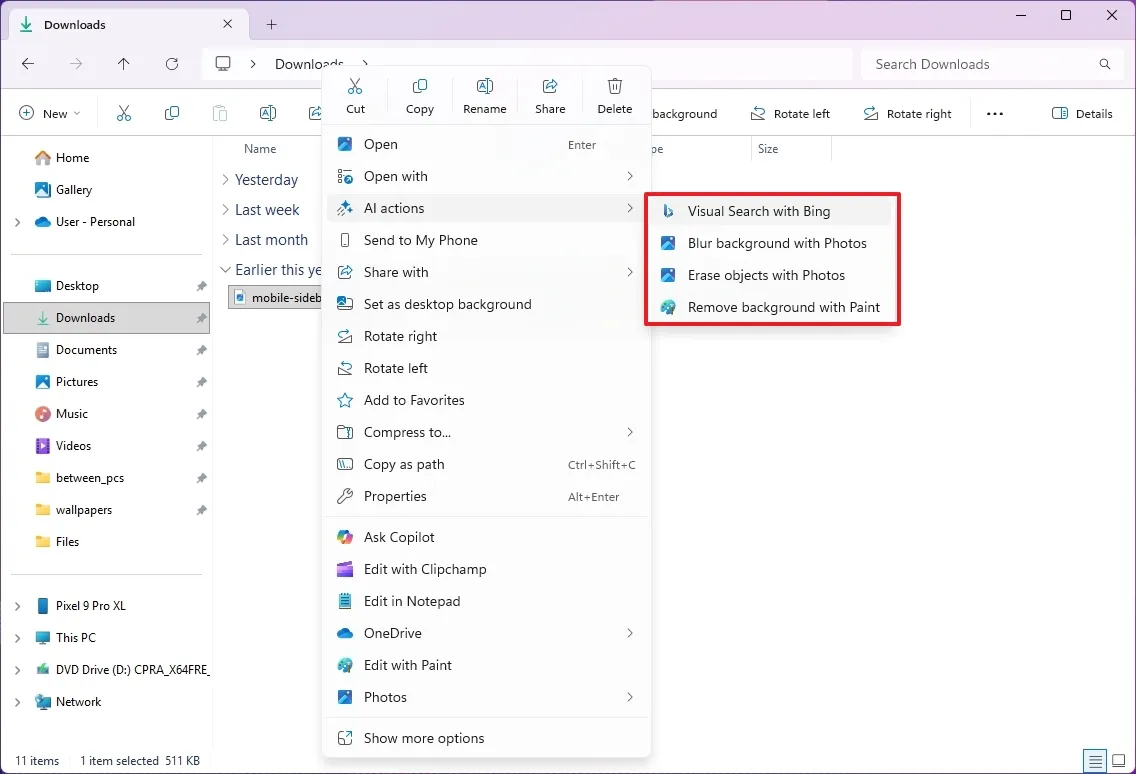 ویندوز 11 - تصویر اضافه