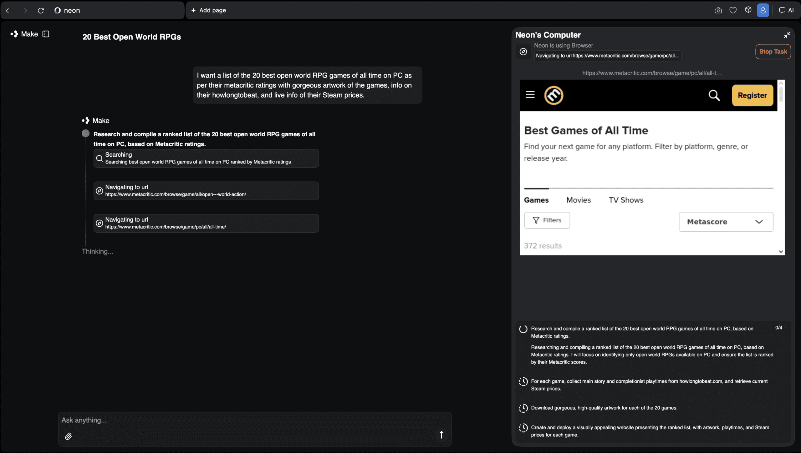 مرورگر هوش مصنوعی اپرا نئون