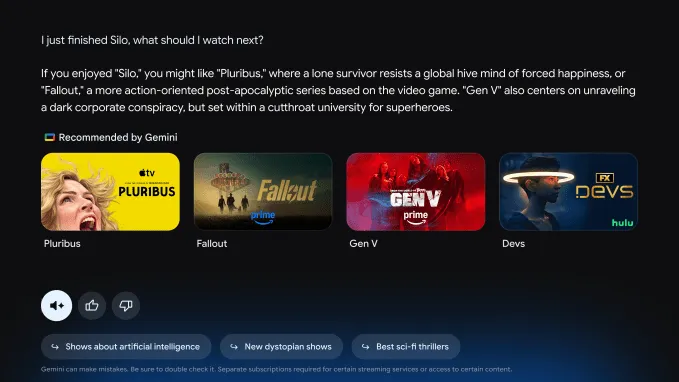 ویژگیهای جدید جمینی برای گوگل تیوی