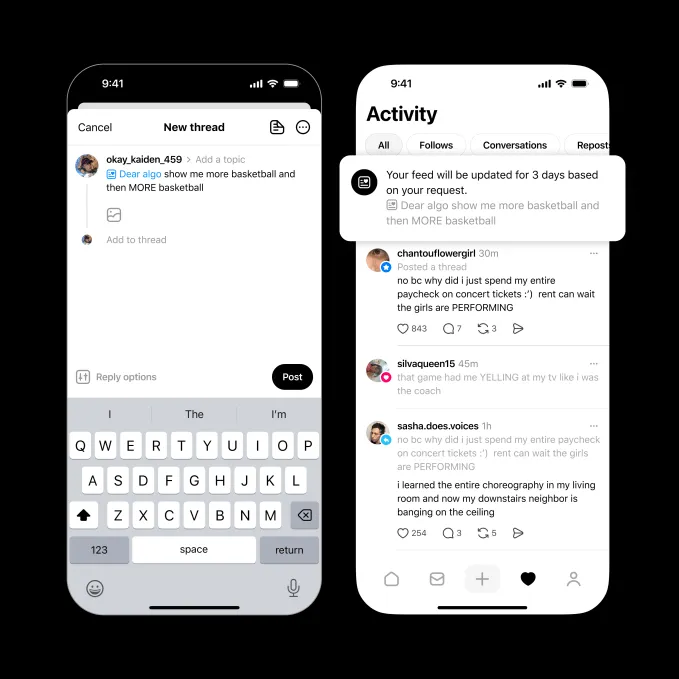 ویژگی Dear Algo در Threads